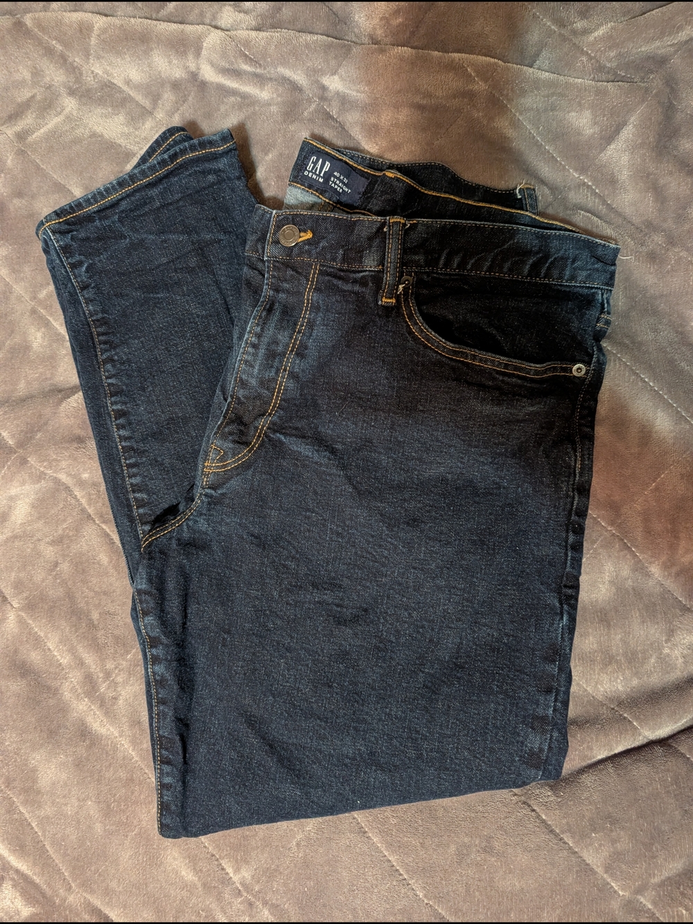 GAP Men's Straight Taper Jeans - Dark Blue Denim